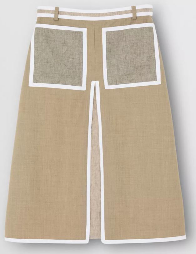 buberry box-pleat detail wool cashmere a line skirt