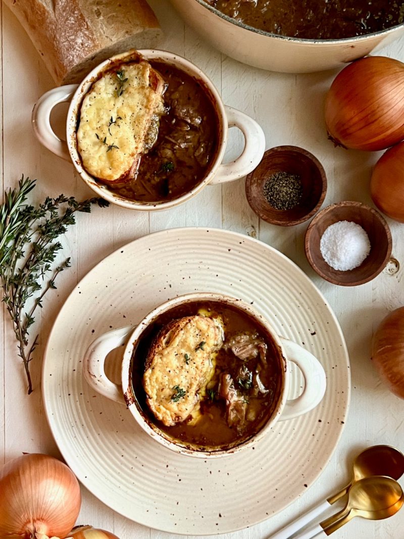 French Onion & Mushroom Stew with Slow Braised Short Ribs A
