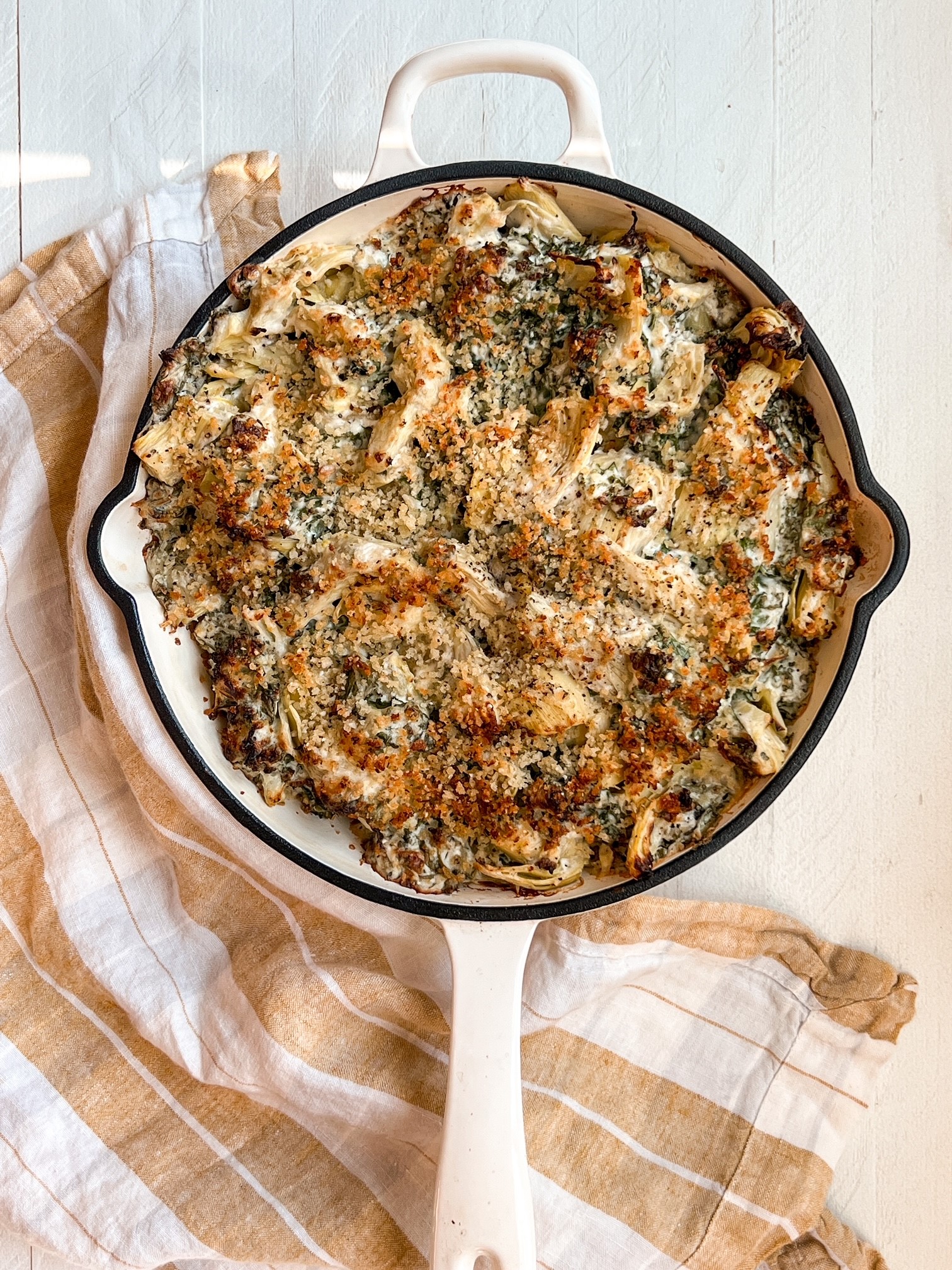 Creamy Artichoke, Kale & Rice Gratin