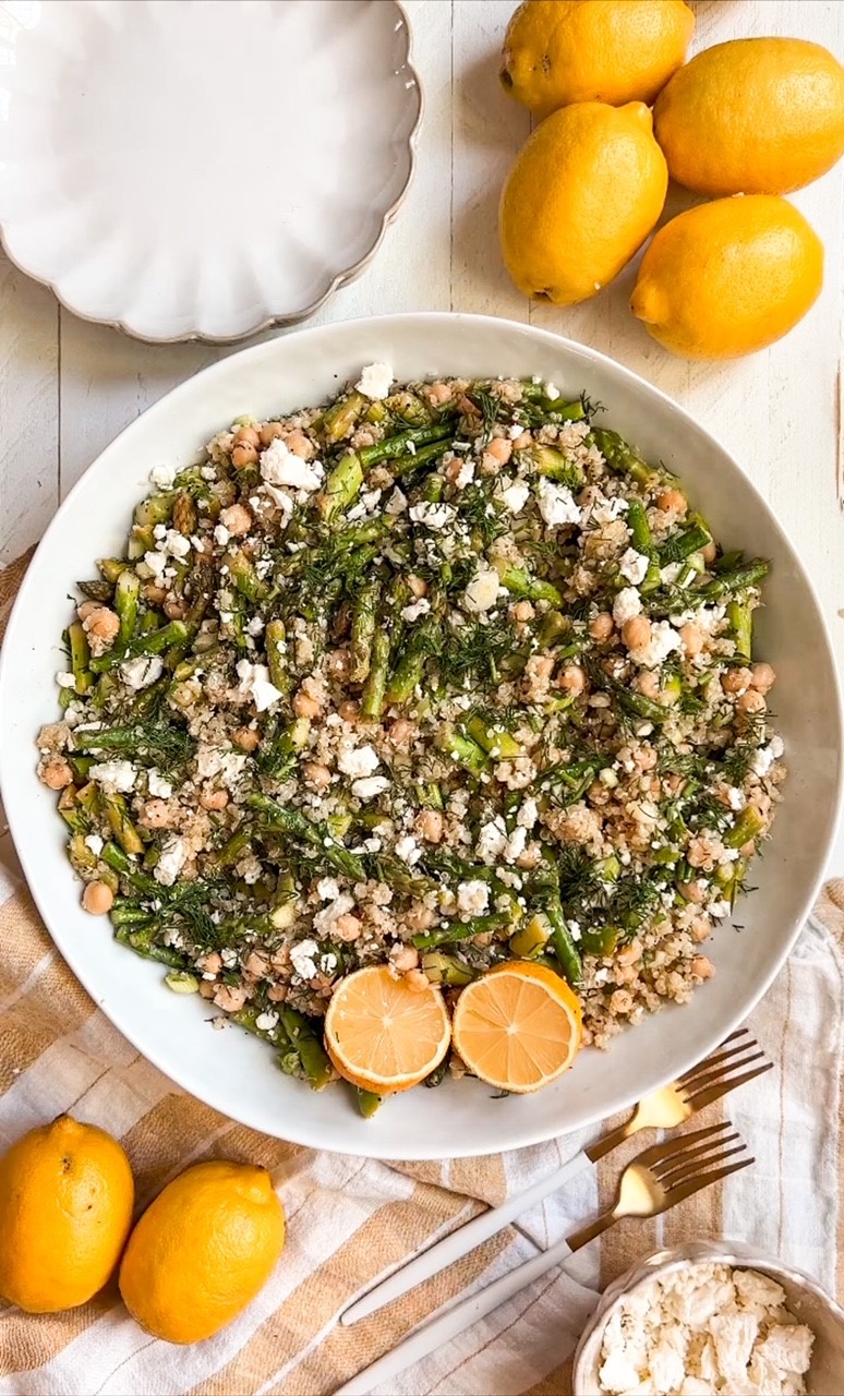 asparagus and chickpea quinoa salad