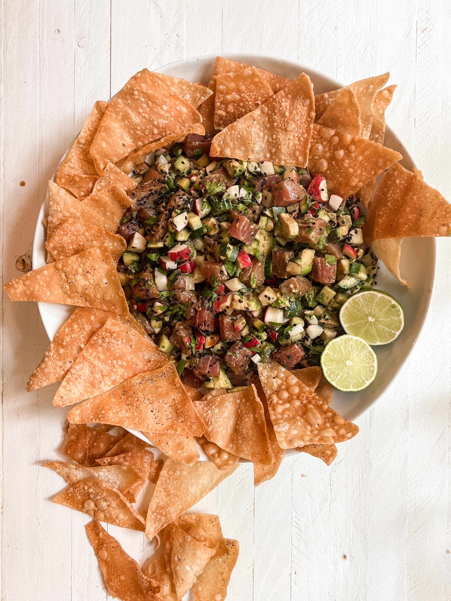 Tuna Poke Salsa with Crispy Wonton Chips