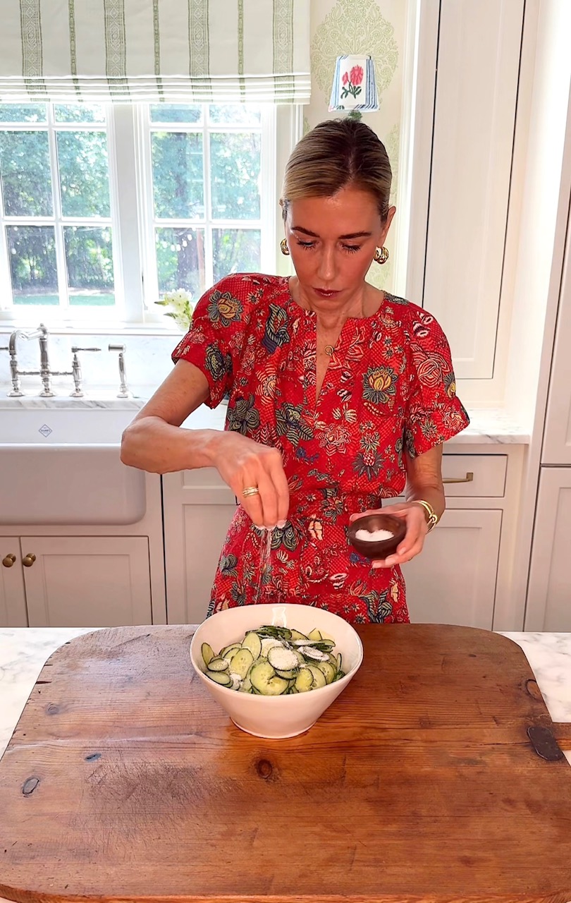 Poached Salmon with a Creamy Dill Sauce & Marinated White Balsamic Vinegar Cucumber Salad