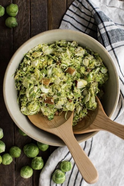 Roasted Broccolini & Brussels Sprouts Chopped Kale Chicken Caesar Salad