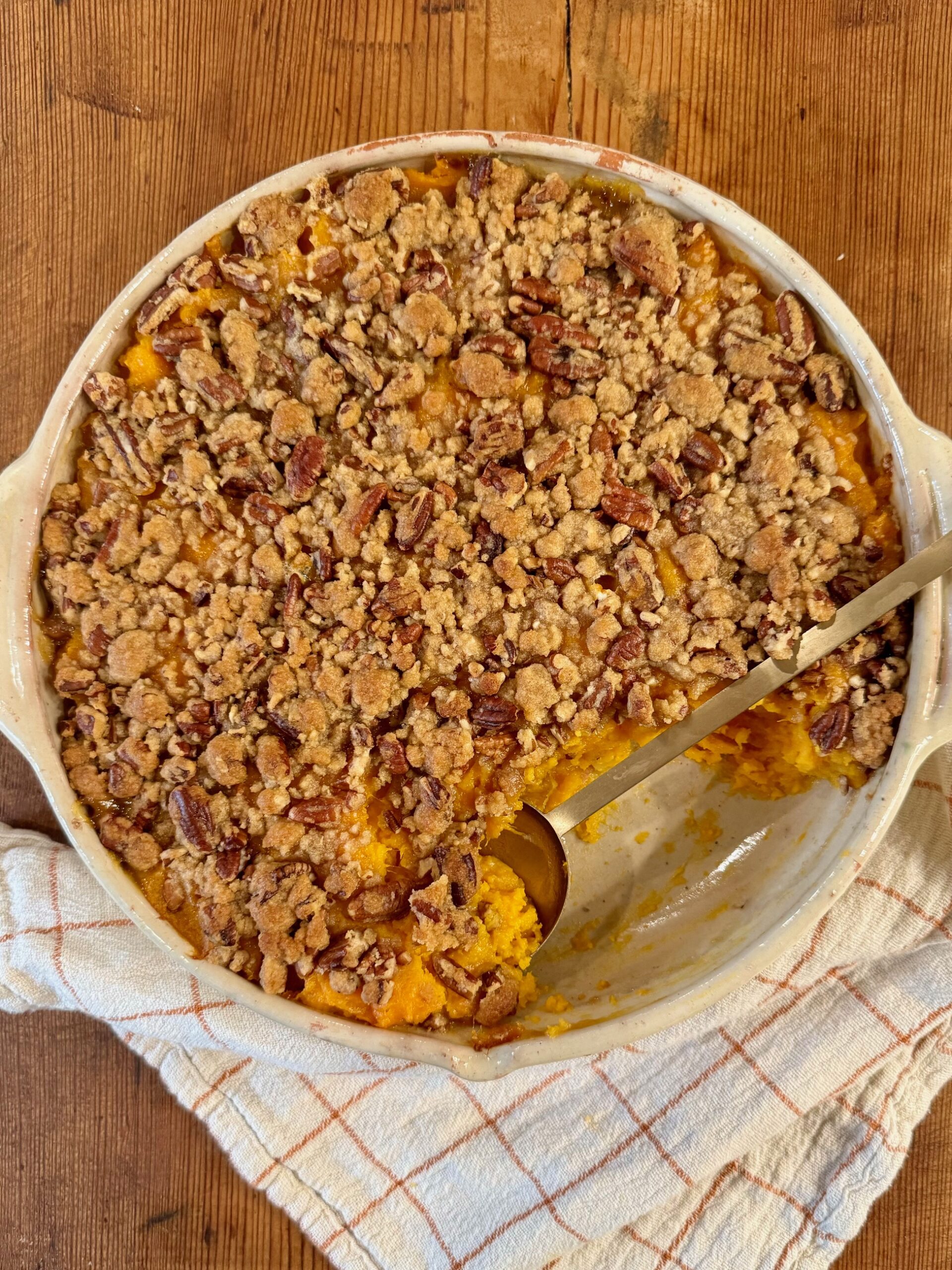 Southern Sweet Potato Pie with Rum Praline Topping