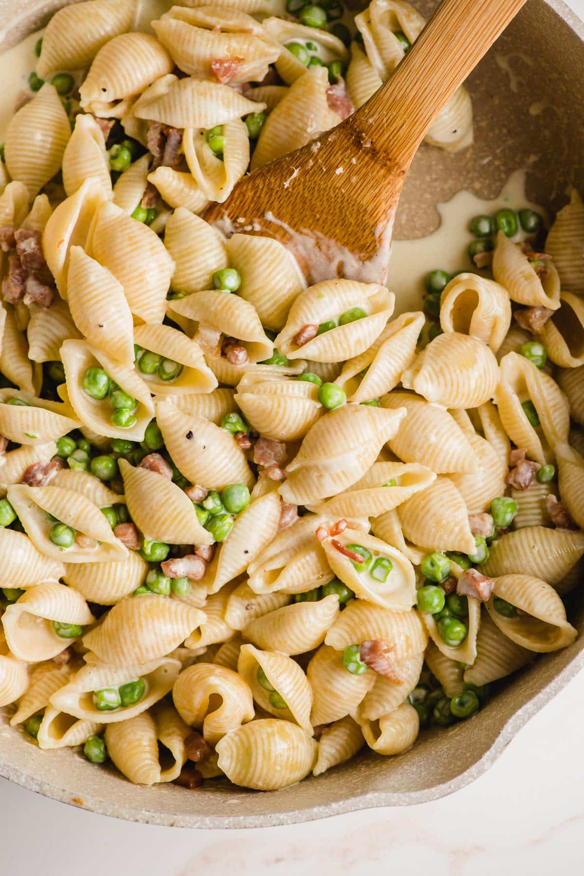 Creamy Pasta with Pancetta and Peas