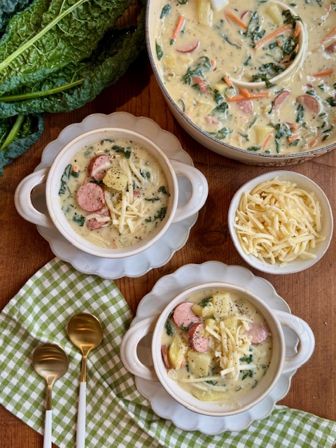 Smoked Turkey Sausage, Potato & Kale Soup