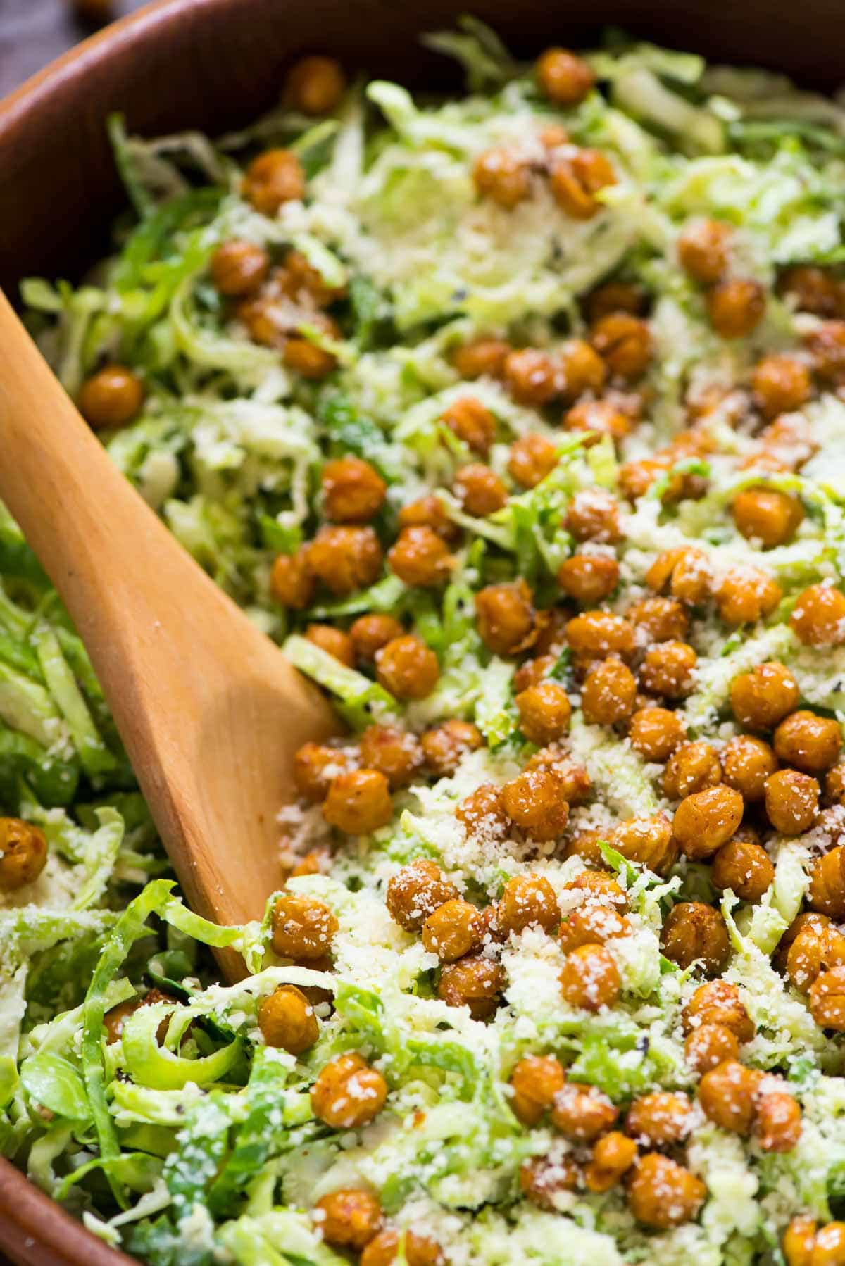 Shaved Brussels Sprouts & Apple Salad with Crispy Chickpeas Shaved Brussels Sprouts & Apple Salad with Crispy Chickpeas