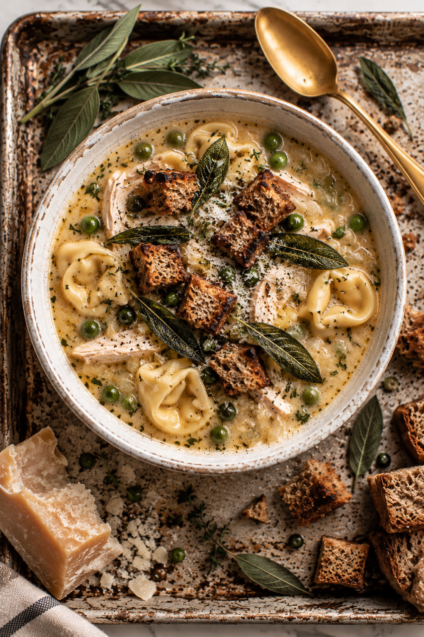 Herby Chicken & Fall Vegetable Tortellini Soup